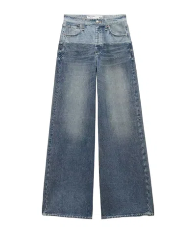 Rag & Bone Panelled Two-tone Wide-leg Jeans In Blue
