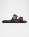 RAG & BONE PARKER LEATHER DUAL BAND SLIDE SANDALS