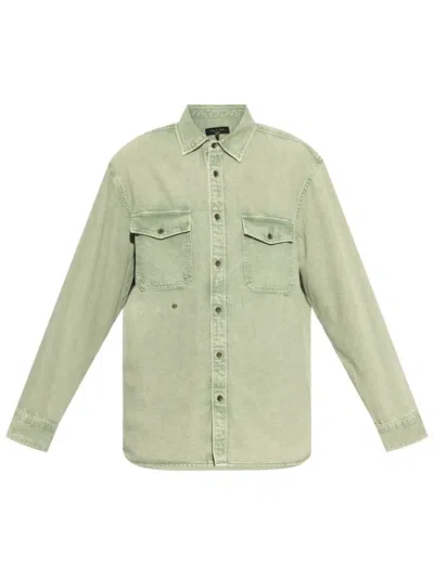 Rag & Bone Patch Pockets Denim Shirt In Nude