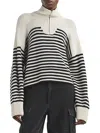 Rag & Bone Pierce Striped Cashmere Half-zip Sweater In White