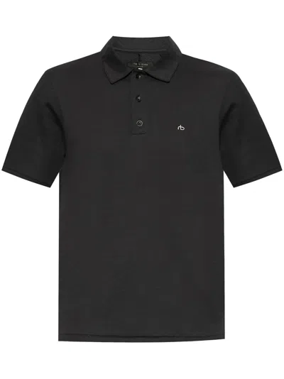 Rag & Bone Pima Cotton Polo Shirt In Black