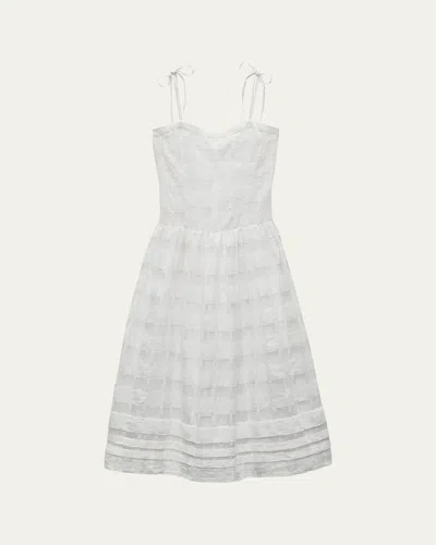 Rag & Bone Presley Plaid Fit-flare Midi Dress In White