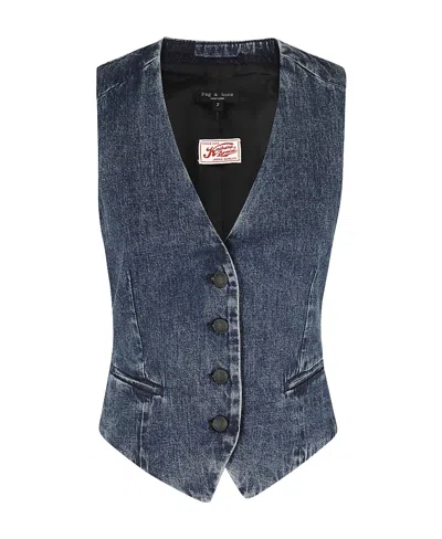 Rag & Bone Priya Denim Waistcoat In Black