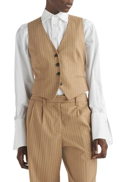 Rag & Bone Priya Stripe Vest In Camelstrp