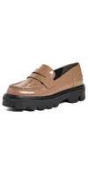 Rag & Bone Quinn Patent-leather Lug-sole Penny Loafers In Taupept