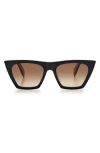 Rag & Bone 51mm Cat Eye Sunglasses In Black Beige/brown Gradient