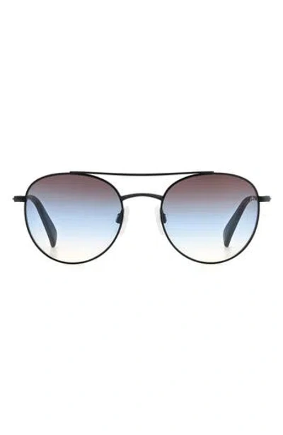 Rag & Bone 51mm Round Sunglasses In Matte Black/brown Blue
