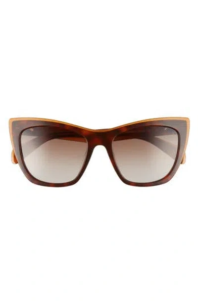 Rag & Bone 53mm Gradient Cat Eye Sunglasses In Brown/orange Havana/brown