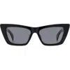 Rag & Bone 53mm Polarized Cat Eye Sunglasses In Black/gray Polarized