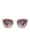 Rag & Bone 56mm Gradient Cat Eye Sunglasses In Beige/burgundy Shaded