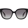 Rag & Bone 56mm Gradient Polarized Square Sunglasses In Black/gray Polar