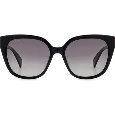 Rag & Bone 56mm Gradient Polarized Square Sunglasses In Black/gray Polar