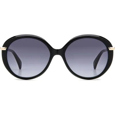 Rag & Bone 56mm Gradient Round Sunglasses In Z/dnublack/grey Shaded