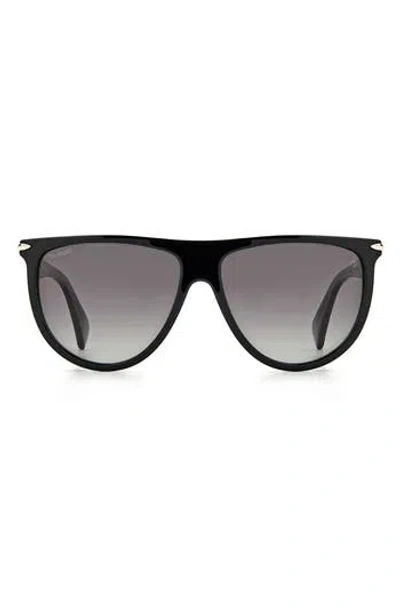 Rag & Bone 57mm Polarized Flat Top Sunglasses In Black