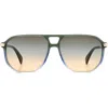 Rag & Bone 58mm Rectangular Sunglasses In Green Black/brown Blue