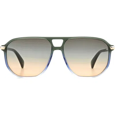 Rag & Bone 58mm Rectangular Sunglasses In Green Black/brown Blue