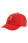 Rag & Bone Addison Varsity Recycled Wool Blend Baseball Cap In Red