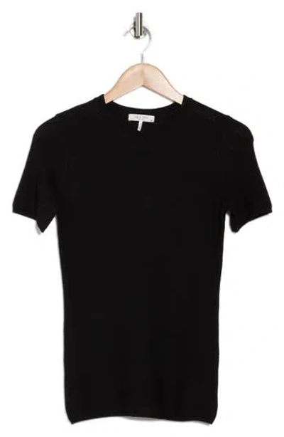 Rag & Bone Adiana Wool Blend Short Sleeve Sweater In Black