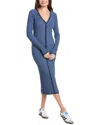 Rag & Bone Alexis Long Sleeve Ribbed Button-up Sweater Dress In Blue