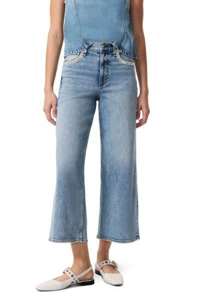 Rag & Bone Andi Embellished Wide Ankle Jeans In Pacific Jewel