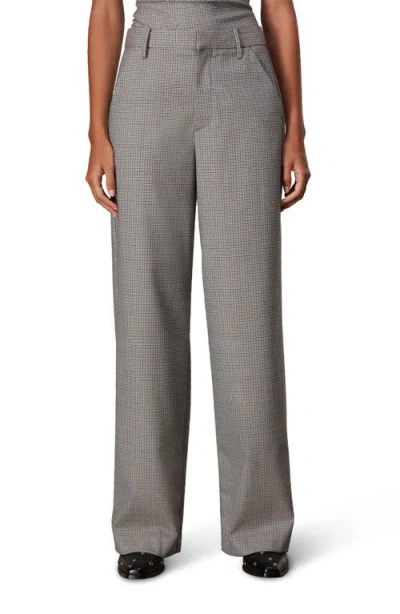 Rag & Bone Andi High Waist Ankle Wide Leg Pants In Bluplaid