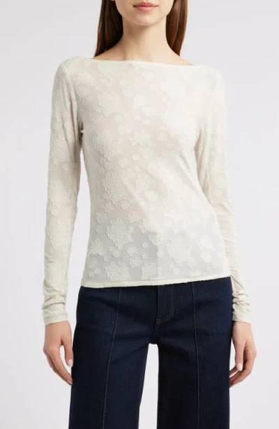 Rag & Bone Angel Floral Jacquard Boat Neck Top In Ivory