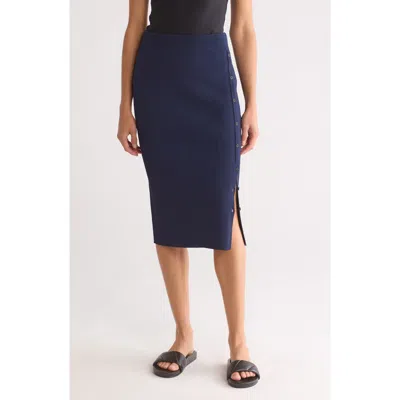 Rag & Bone Asher Side Button Rib Sweater Skirt In Navy