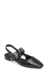 Rag & Bone Astra Houndstooth Buckle Slingback Ballerina Flats In Black