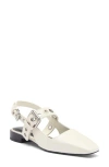 Rag & Bone Astra Leather Buckle Slingback Ballerina Flats In Antique White