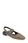 Rag & Bone Astra Houndstooth Buckle Slingback Flats In Tan Multi