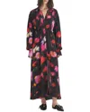 Rag & Bone Aubrey Abstract Floral Long Sleeve Maxi Shirtdress In Black