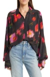 Rag & Bone Aubrey Floral Button-front Top In Black Floral