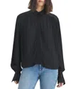Rag & Bone Aubrey Pleated Long-sleeve Top In Black