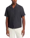 Rag & Bone Avery Cotton Gauze Camp Shirt In Dark Gray Stripe