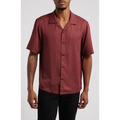 Rag & Bone Avery Camp Shirt In Maroon