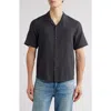Rag & Bone Avery Cotton Gauze Camp Shirt In Dark Grey Stripe