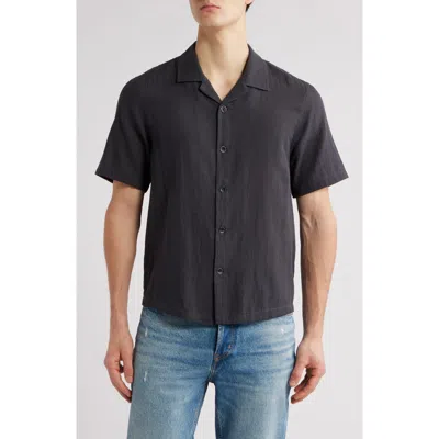 Rag & Bone Avery Cotton Gauze Camp Shirt In Dark Grey Stripe