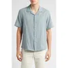 Rag & Bone Avery Cotton Gauze Camp Shirt In Stone Blue Stripe