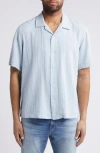 Rag & Bone Avery Cotton Short Sleeve Button-up Shirt In Dusty Blue