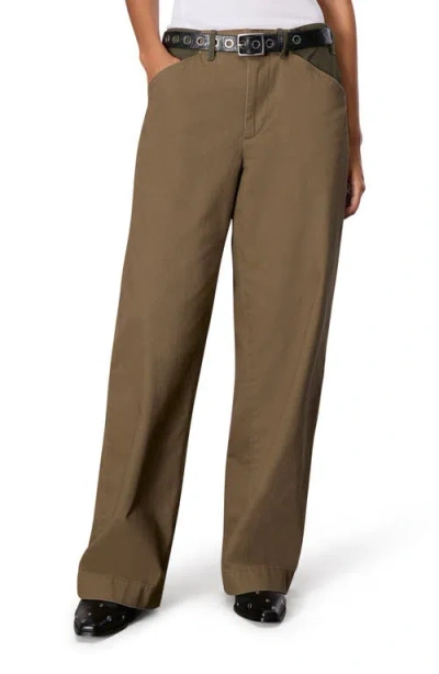 Rag & Bone Banks High Waist Two-tone Cotton Pants In Army