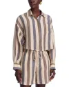 Rag & Bone Beatrice Cropped Linen Shirt In Cream Stripe
