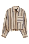 Rag & Bone Beatrice Cropped Linen Shirt In Cream Stripe