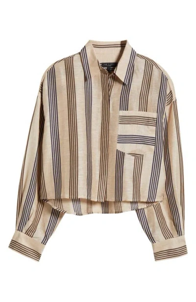 RAG & BONE RAG & BONE BEATRICE STRIPE LINEN & SILK CROP BUTTON-UP SHIRT