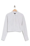 Rag & Bone Becca Stripe Crop Poplin Button-up Shirt In Moss Strip