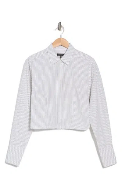 Rag & Bone Becca Stripe Crop Poplin Button-up Shirt In Moss Strip