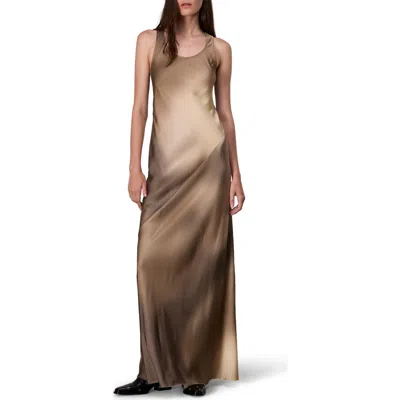 Rag & Bone Bias Cut Ombré Satin Maxi Tank Dress In Brwmulti