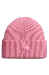 Rag & Bone Blake Logo Patch Wool Blend Rib Beanie In Blush