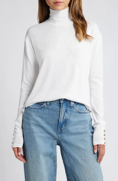 Rag & Bone Boxy Button & Loop Turtleneck In White