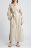 Rag & Bone Briar Striped Cotton-poplin Maxi Shirt Dress In Khaki Strpe