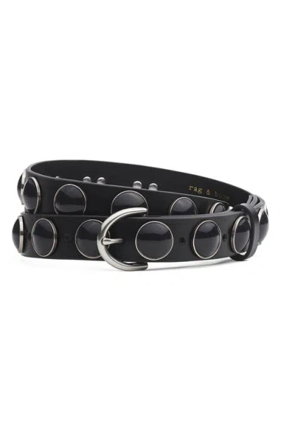 Rag & Bone Cabochon Studded Leather Belt